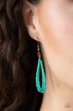 Paparazzi Kickin It Outback - Blue - Turquoise and White Seed Beads - Necklace and matching Earrings - The Jewelry Box Collection 