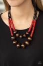Paparazzi Cancun Cast Away - Red Necklace - The Jewelry Box Collection 