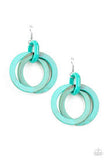 Paparazzi Retro Riviera - Blue Turquoise - Faux Marble Acrylic Earrings - The Jewelry Box Collection 