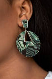 Paparazzi Let HEIR Rip! - Green - Faux Marble - Acrylic Earrings - The Jewelry Box Collection 