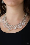 Paparazzi Gorgeously Globetrotter- White - Acrylic Necklace and matching Earrings