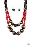 Paparazzi Cancun Cast Away - Red Necklace - The Jewelry Box Collection 