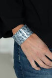 Paparazzi Vogue Revamp - Silver - Metallic Geometric Print - Thick Acrylic Cuff Bracelet