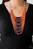 Paparazzi Bora Bombora - Orange Seed Bead Necklace! and matching Earrings - The Jewelry Box Collection 