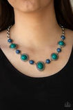 Paparazzi Voyager Vibes - Multi - Blue and Green Beads - Silver Necklace and matching Earrings