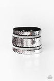 Paparazzi MERMAID Service - Red / Silver Sequin - White Rhinestones - Mermaid Bracelet