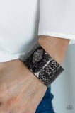 Paparazzi Vogue Revamp - Black - Python Print - Thick Acrylic Cuff Bracelet