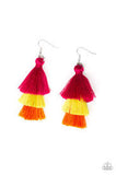 Paparazzi Hold On To Your Tassel! - Multi - Pink, Yellow and Orange Thread / Tassel / Fringe Earrings - The Jewelry Box Collection 