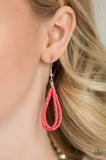 Paparazzi Savannah Surfin - Orange Seed Beads - Silver Chain Necklace and matching Earrings - The Jewelry Box Collection 