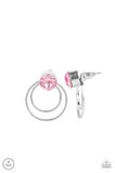Paparazzi Word Gets Around - Pink - Rhinestones - Double Sided Post Earrings