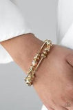 Paparazzi Get The GLOW On The Road - Gold - Opaque Crystal - Stretchy Bands - Bracelets