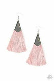 Paparazzi In Full PLUME - Pink - Thread / Fringe / Tassel Earrings - The Jewelry Box Collection 
