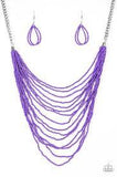 Paparazzi Bora Bombora - Purple Seed Bead Necklace! and matching Earrings - The Jewelry Box Collection 