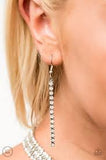 Paparazzi Full REIGN - Silver - White Rhinestones - Box Chain - Choker Necklace and matching Earrings