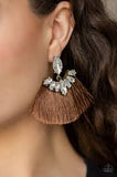 Paparazzi Formal Flair - Brown- Thread / Fringe - Rhinestones - Post Earrings - The Jewelry Box Collection 