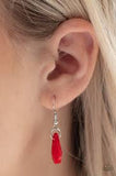Paparazzi Colorfully Clustered Red - Silver Pendant - Necklace & Earrings