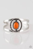 Paparazzi Deep In The TUMBLEWEEDS - Orange Stone - Silver Cuff Bracelet