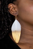 Paparazzi Fleek Feathers White Earring - The Jewelry Box Collection 