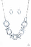 Paparazzi Chromatic Charm - Silver Grey Acrylic - Necklace and matching Earrings