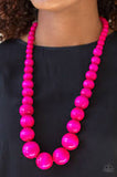 Paparazzi Effortlessly Everglades - pink wood necklace - The Jewelry Box Collection 