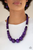 Paparazzi Panama Panorama - Purple Wood Necklace - The Jewelry Box Collection 